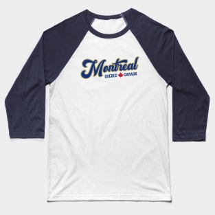 Montréal Québec Canada Classic Athletic Script Blue Baseball T-Shirt